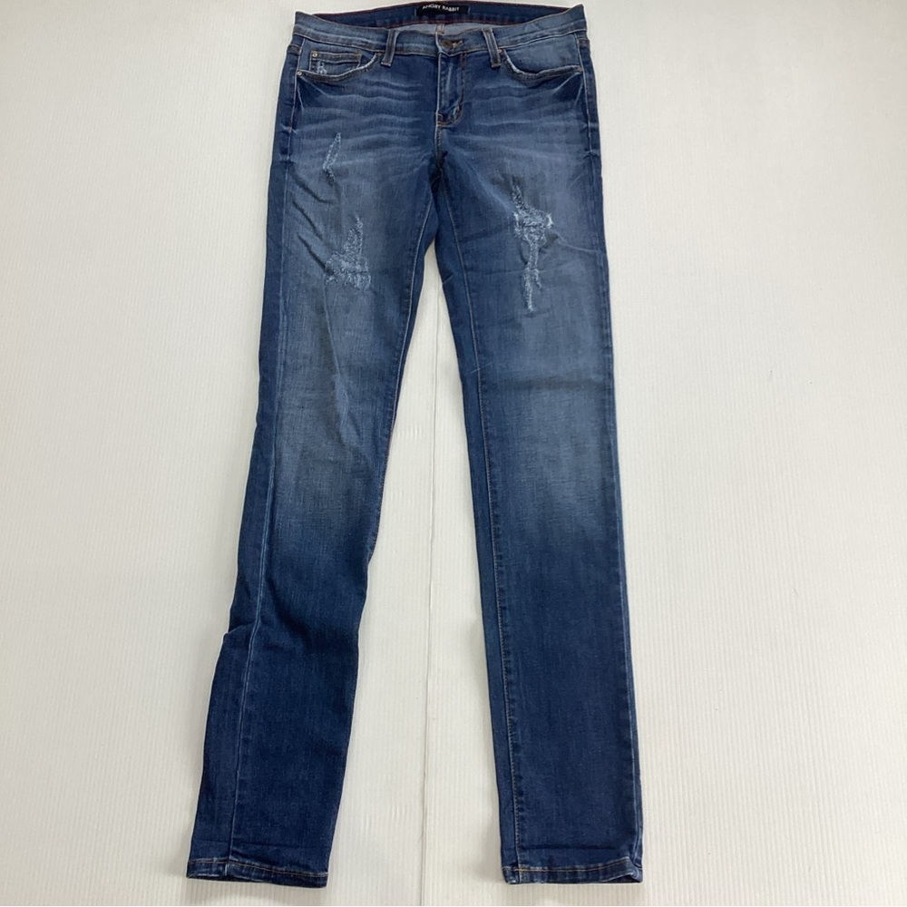Angry Rabbit Womens Size 27/5 Stretch Distressed Blue Jeans